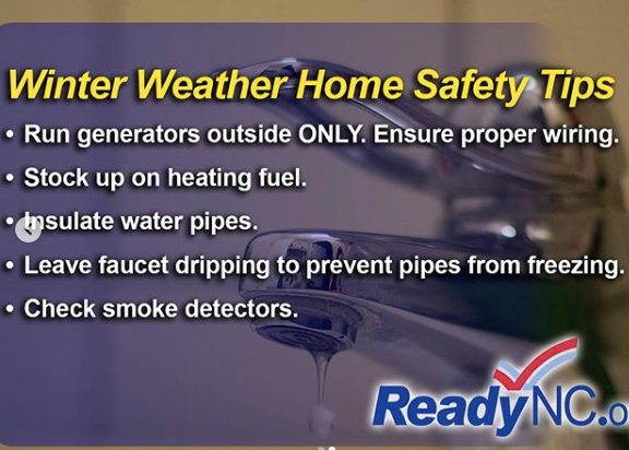 Winter Weather Home Safety Tips (ReadyNC) Infographic