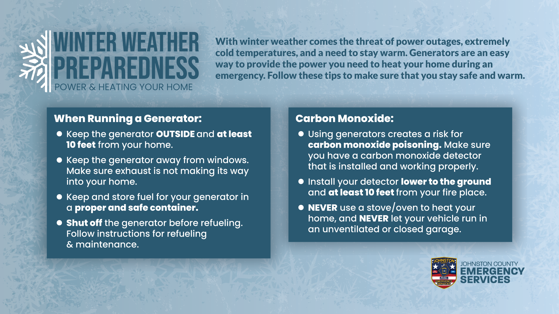 Winter Weather Preparedness Power & Heating Your Home