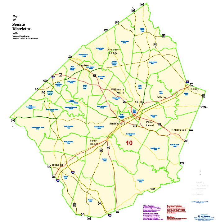 Senate Districts in Johnston County, North Carolina