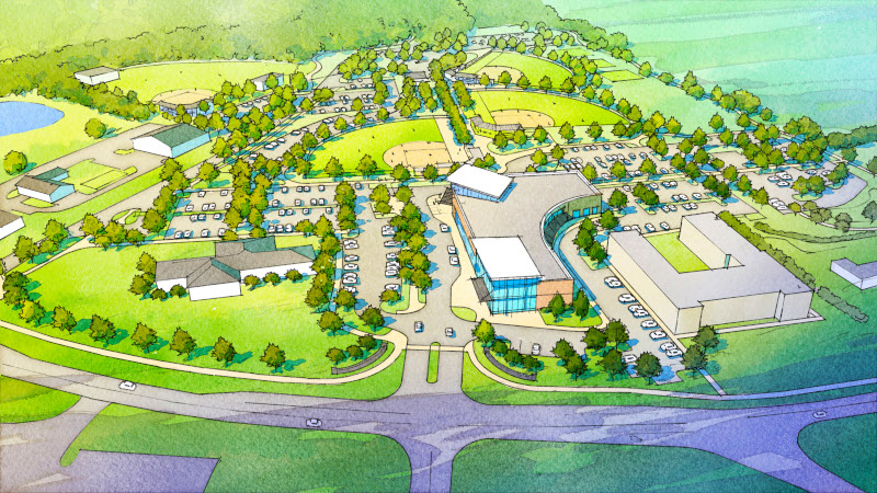 design of the Complex/GCAA site is option 1, which has the old gym and site being remodeled completely.
