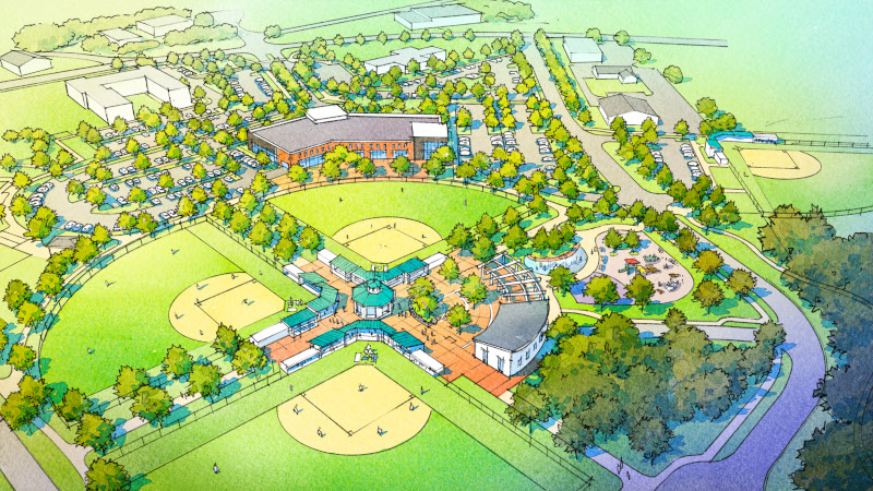 design of the Complex/GCAA site is option 2, which has the whole site renovated and adds a new gym/community center.
