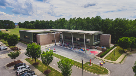 Drone footage of the community center from Amelia Church Road