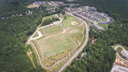 Aerial view of the park facing southeast and taken from over highway 42 and Glen Laurel Road intersection