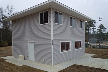 Newly refurbished concession stand and storage building for athletics