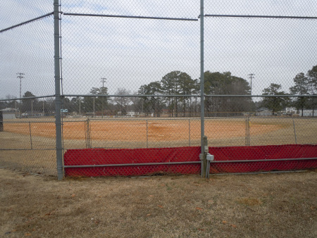 View from outside home plate at the ball fields