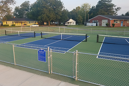 Morning view of the tennis courts 