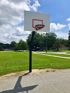 One of the basketball hoops located at Blackley Athletic Park