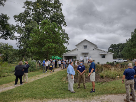 Members of the funding andcreation of the Williamson Nature Preserve socializing