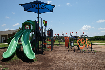 View of the modern playground equipment