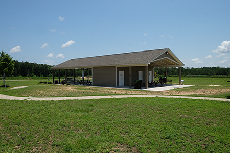 View of the picnic shelter and bathroom