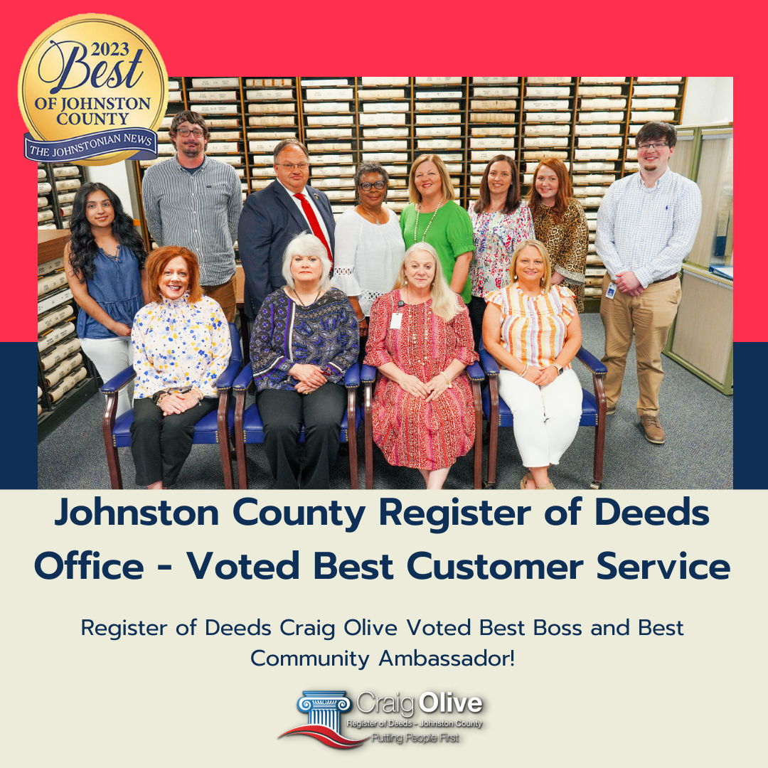 Johnston County Register of Deeds wins award for best customer service